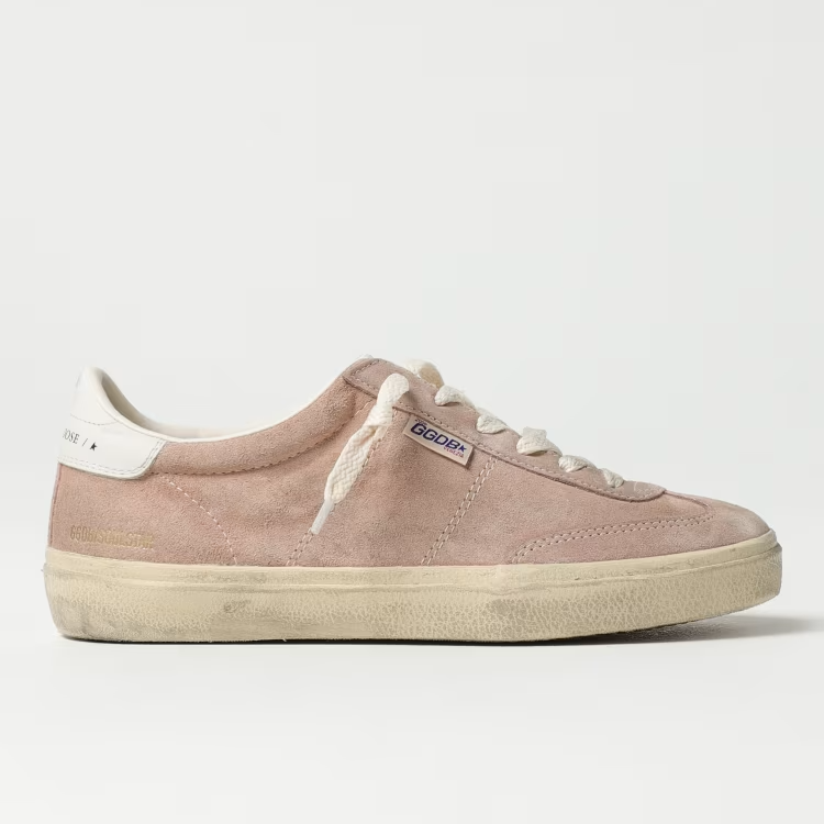 Golden Goose Soul Star suede sneakers with silver heel tab and vintage finish